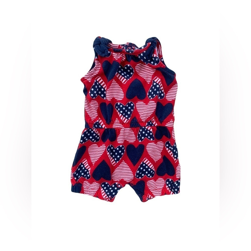 Carter's Size 3 Months Red, White and Blue Hearts Romper